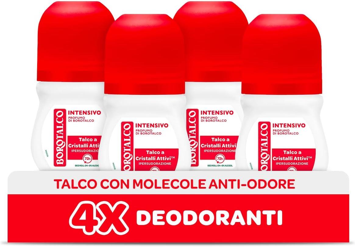 BOROTALCO ROLL-ON SET 4 PZ 50 ML L'UNO FORMULA SENZA ALCOOL EFFICACIA FRESCA 48H INTENSIVO