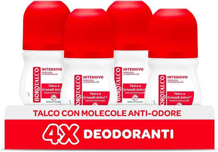 BOROTALCO ROLL-ON SET 4 PZ 50 ML L'UNO FORMULA SENZA ALCOOL EFFICACIA FRESCA 48H INTENSIVO