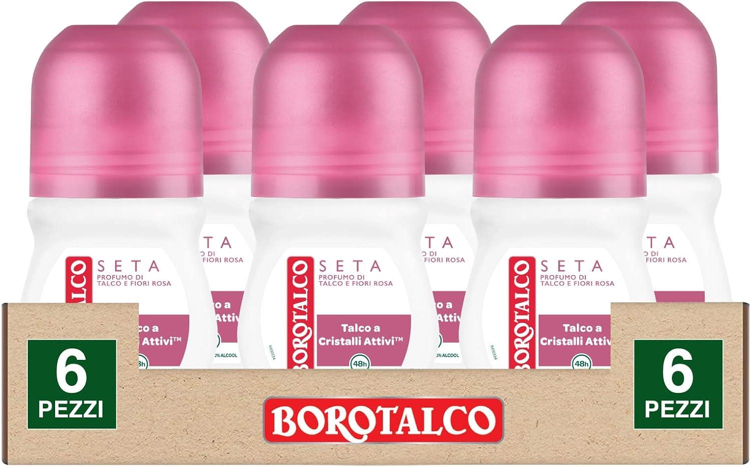 BOROTALCO ROLL-ON SET 6 PZ 50 MLL'UNO FORMULA SENZA ALCOOL EFFICACIA FRESCA 48HAI FIORI DI ROSA