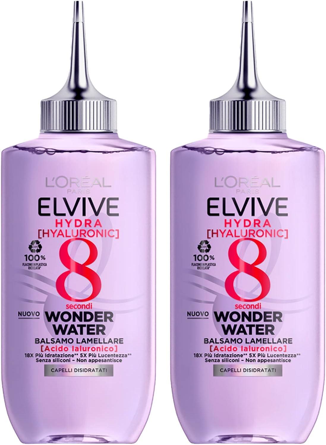 L'ORÉAL PARIS BALSAMO 2 CONFEZIONI LAMELLARE WONDER WATER HYDRA HYALURONIC PER DARE LUCENTEZZA A CAPELLI DISIDRATATI 200 ML