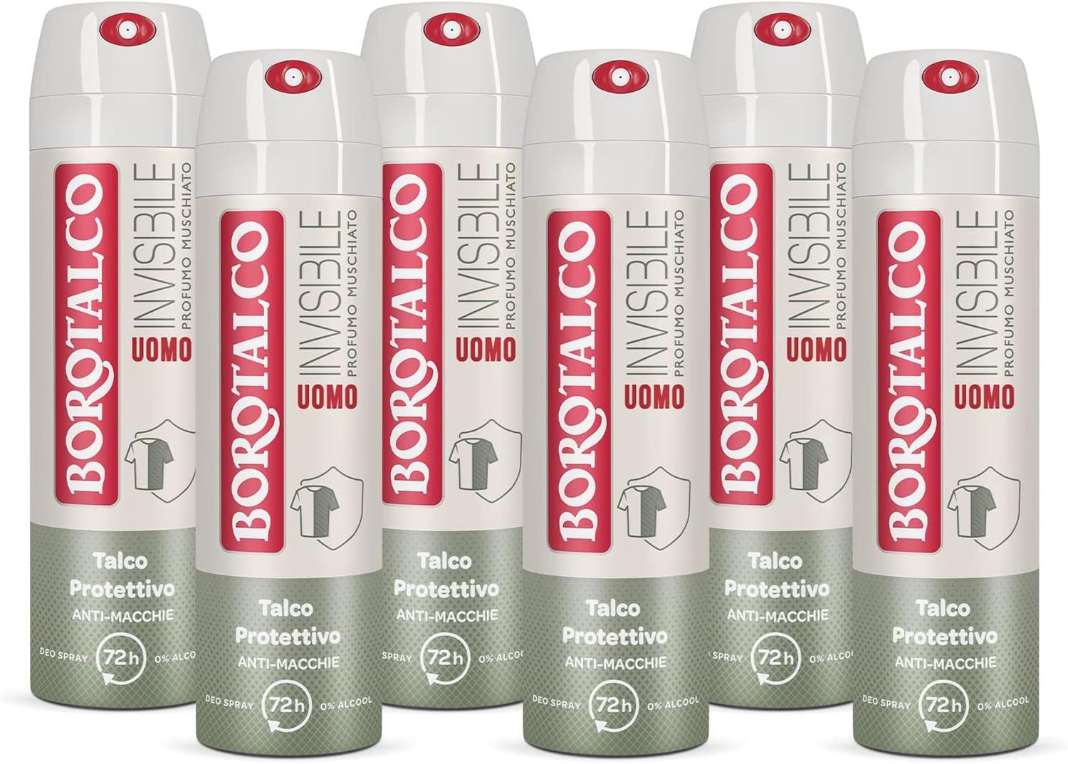 BOROTALCO SET 6 PZ DEO SPRAY 150 ML L'UNO NEW UOMO INVISIBILE PROFUMO MUSCHIATO