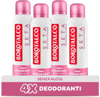 BOROTALCO SET 4 PZ DEO SPRAY 150 ML L'UNO NEW SETA PROFMO DI TALCO E FIORI ROSA