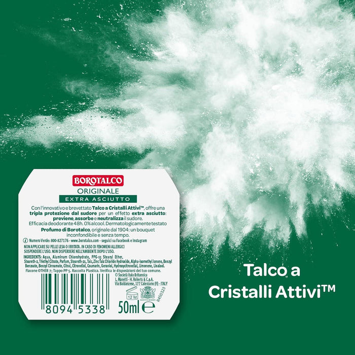 BOROTALCO ROLL-ON SET 8 PZ 50 ML L'UNO FORMULA SENZA ALCOOL EFFICACIA FRESCA 48H TALCO CRISTALLI ATTIVI