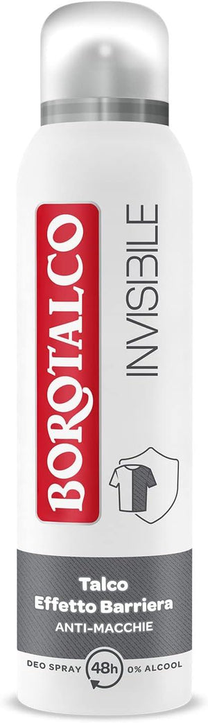 BOROTALCO SET 4 DEODORANTI SPRAY INVISIBILE GRIGIO NO ALCOOL CON TALCO 150 ML ANTIMACCHIE
