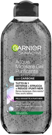 SET 2 ACQUA MICELLARE GARNIER SKIN 400ML AL CARBONE AZIONE PURIFICANTE