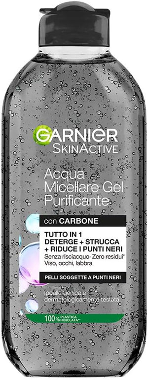 SET 2 ACQUA MICELLARE GARNIER SKIN 400ML AL CARBONE AZIONE PURIFICANTE