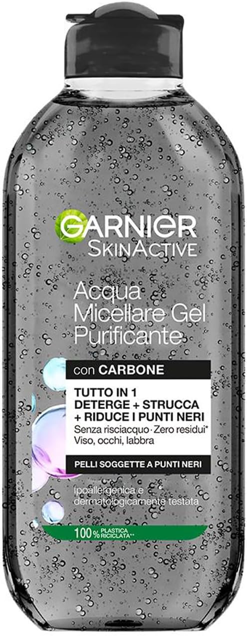 SET 2 ACQUA MICELLARE GARNIER SKIN 400ML AL CARBONE AZIONE PURIFICANTE