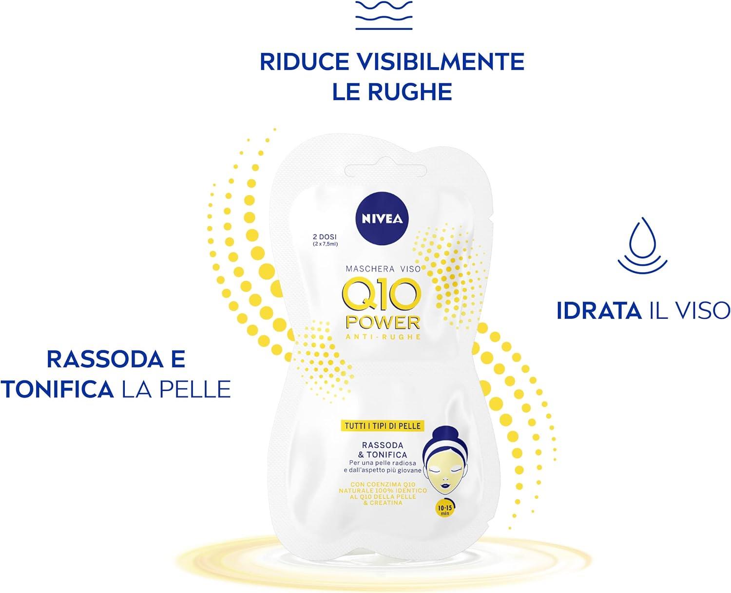 NIVEA 6 PZ TOTALE 12 APPLICAZIONI MASCHERA VISO ANTIRUGHE Q10 DA 7.5 ML L'UNA