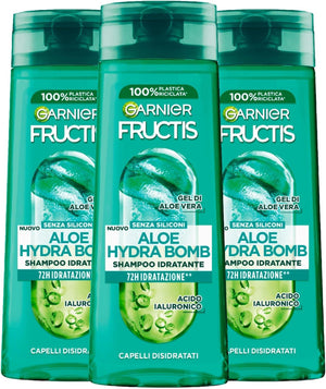 GARNIER FRUCTIS SET 3 SHAMPOO 250 ML L'UNO ALOE 72 ORE DI IDRATAZIONE HYDRA BOMB PER CAPELLI DISIDRATATI