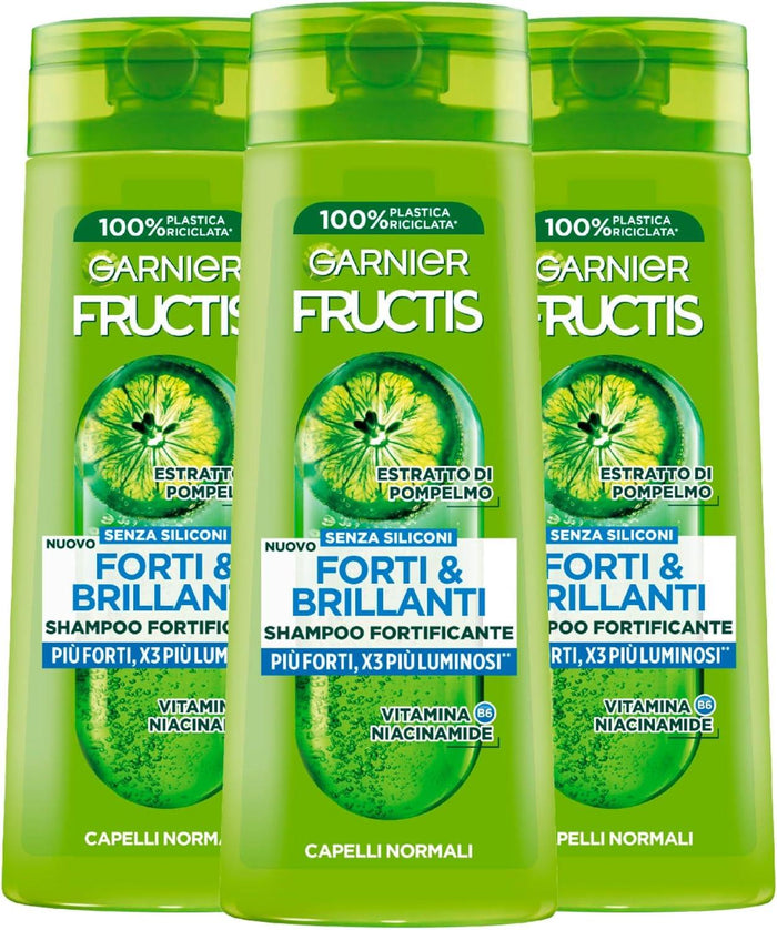 GARNIER FRUCTIS SET 3 PZ SHAMPOO PIU FORTI X3 PIU LUMINOSI 250 ML L'UNO PER CAPELLI NORMALI ESTRATTO DI POMPELMO