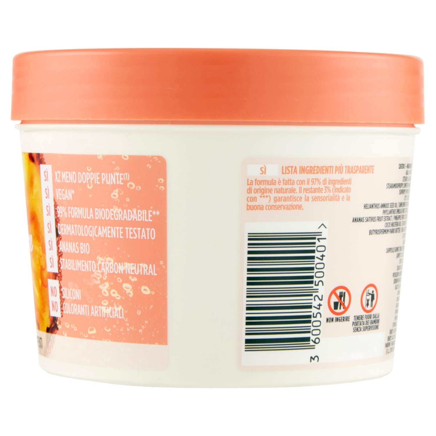 SET 2 GARNIER FRUCTIS HAIR FOOD MASCHERA ANANAS LUNGHEZZE LUMINOSE PER CAPELLI LUNGHI E SPENTI 390 ML