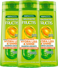 GARNIER FRUCTISSET 3 PZ SHAMPOO LISCIANTE 250 ML HYDRA LISS&SHINE CAPELLI LISCI FINO A 3 GIORNI CON OLIO DI ARGAN