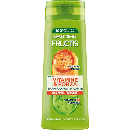 GARNIER FRUCTISSET 5 PZ SHAMPOO 250 ML L'UNO VITAMINE&FORZA X10 CAPELLI PIU FORTI VITAMINA C+ PIU BIOTINA