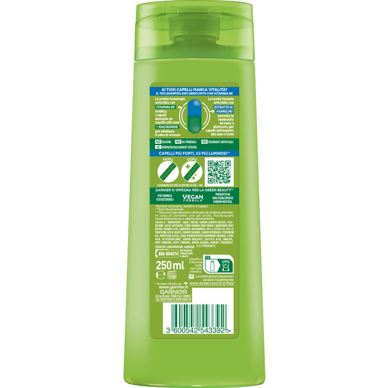 GARNIER FRUCTIS SET 3 PZ  SHAMPOO 2 IN 1 PIU FORTI X3 PIU LUMINOSI 250 ML L'UNO PER CAPELLI NORMALI ESTRATTO DI POMPELMO