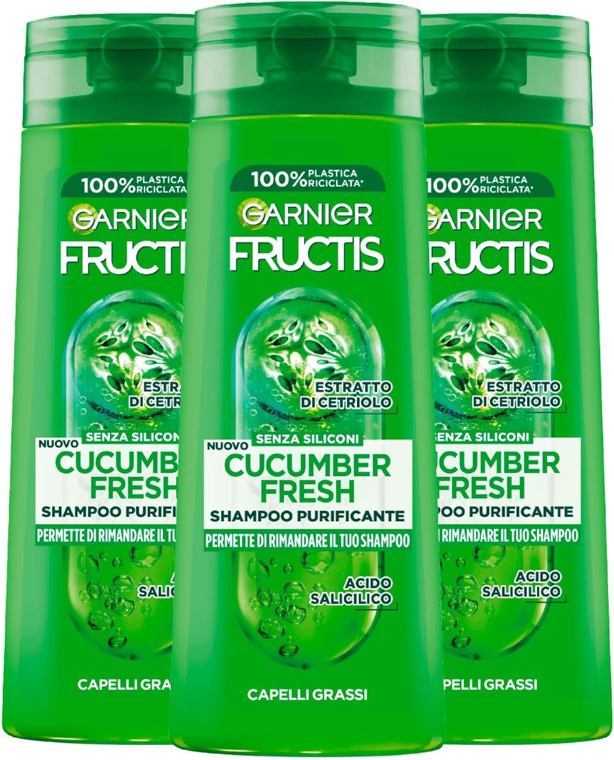 GARNIER FRUCTIS 3 PZ SHAMPOO 250 ML L'UNO COCUMBER FRESH PERMETTE DI RIMANDARE IL TUO SHAMPOO X CAPELLI GRASSI