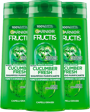 GARNIER FRUCTIS 3 PZ SHAMPOO 250 ML L'UNO COCUMBER FRESH PERMETTE DI RIMANDARE IL TUO SHAMPOO X CAPELLI GRASSI