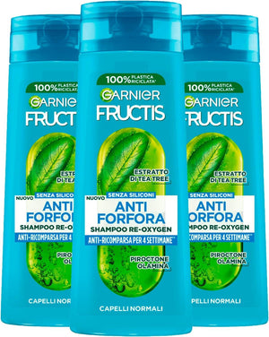 GARNIER FRUCTIS 3 PZ SHAMPOO 250 ML L'UNO ANTI FORFORA PER 4 SETTIMANE RE-OXYGEN CAPELLI NORMALI