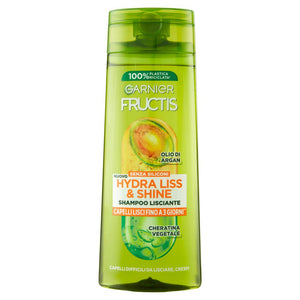 GARNIER FRUCTISSET 3 PZ SHAMPOO LISCIANTE 250 ML HYDRA LISS&SHINE CAPELLI LISCI FINO A 3 GIORNI CON OLIO DI ARGAN