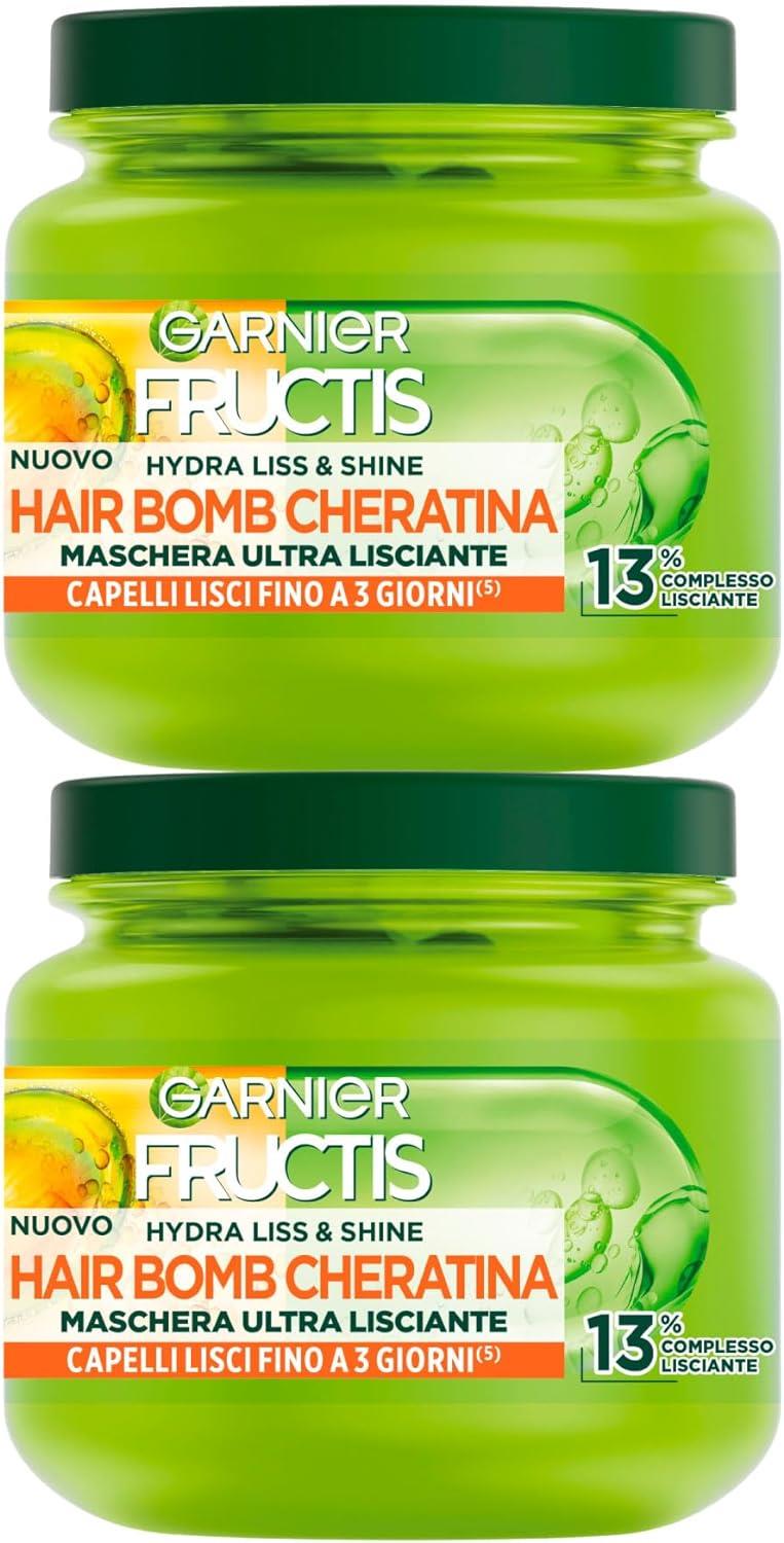 GARNIER SET 2 CONFEZIONI FRUCTIS MASCHERA ULTRA LISCIANTE PER CAPELLI CRESPI E RIBELLI CON ARGAN E CHERATINAHYDRA LISS & SHINE 320 ML