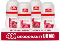 BOROTALCO SET 4 PZ DEO ROLL-ON 50ML L'UNO NEW ASCIUTTO PROFUMO AMBRATO NO ALCOOL 72H