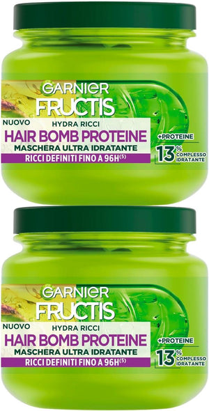 GARNIER FRUCTIS SET 2 PEZZI MASCHERA PER CAPELLI DA MOSSI A RICCI ANTI-CRESPO MORBIDI E LUMINOSI HYDRA RICCI 320 ML L'UNA