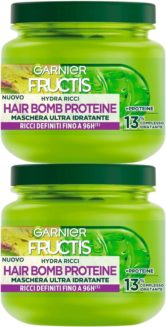GARNIER FRUCTIS SET 2 PEZZI MASCHERA PER CAPELLI DA MOSSI A RICCI ANTI-CRESPO MORBIDI E LUMINOSI HYDRA RICCI 320 ML L'UNA
