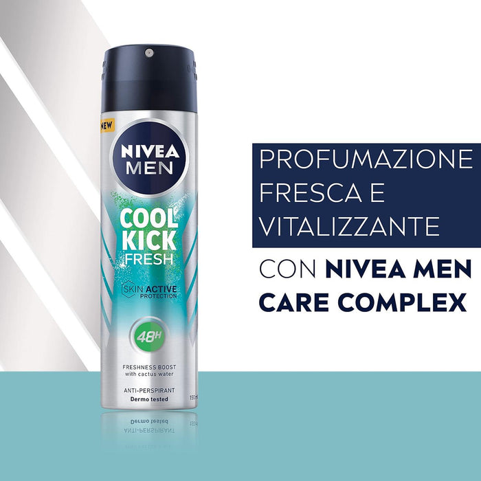 NIVEA SET 6 PZ DEODORANTE SPRAY 150 ML MEN COOL KICK FRESH FINO A 48H