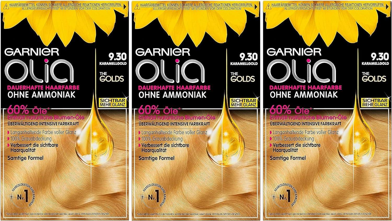 GARNIER OLIA SET 3 CONFEZIONI TINTA CAPELLI COLOR N 9.30 BIONDO CARAMELLO