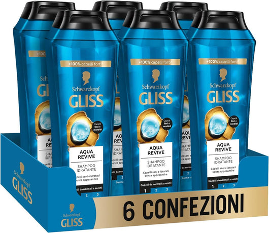 GLISS AQUA REVIVE 6 CONFEZIONI SHAMPOO IDRATANTE 250 ML