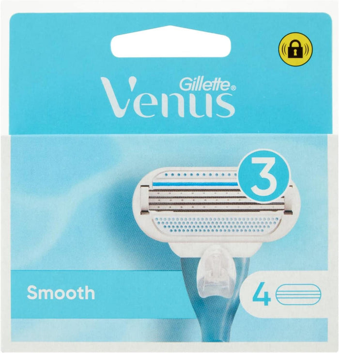 GILLETTE VENUS LAMETTE RASOI DONNA SMOOTH PER RASOIO A 3 LAME. CONFEZIONE DA 4
