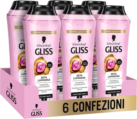 GLISS SET 6 CONFEZIONI SETA LUMINOSA SHAMPOO ILLUMINANTE 250 ML