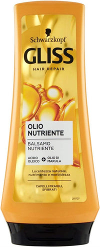 SET 4 SCHWARZKOPF GLISS OLIO BALSAMO NUTRIENTE 200 ML PER CAPELLI FRAGILI E SFIBRATI