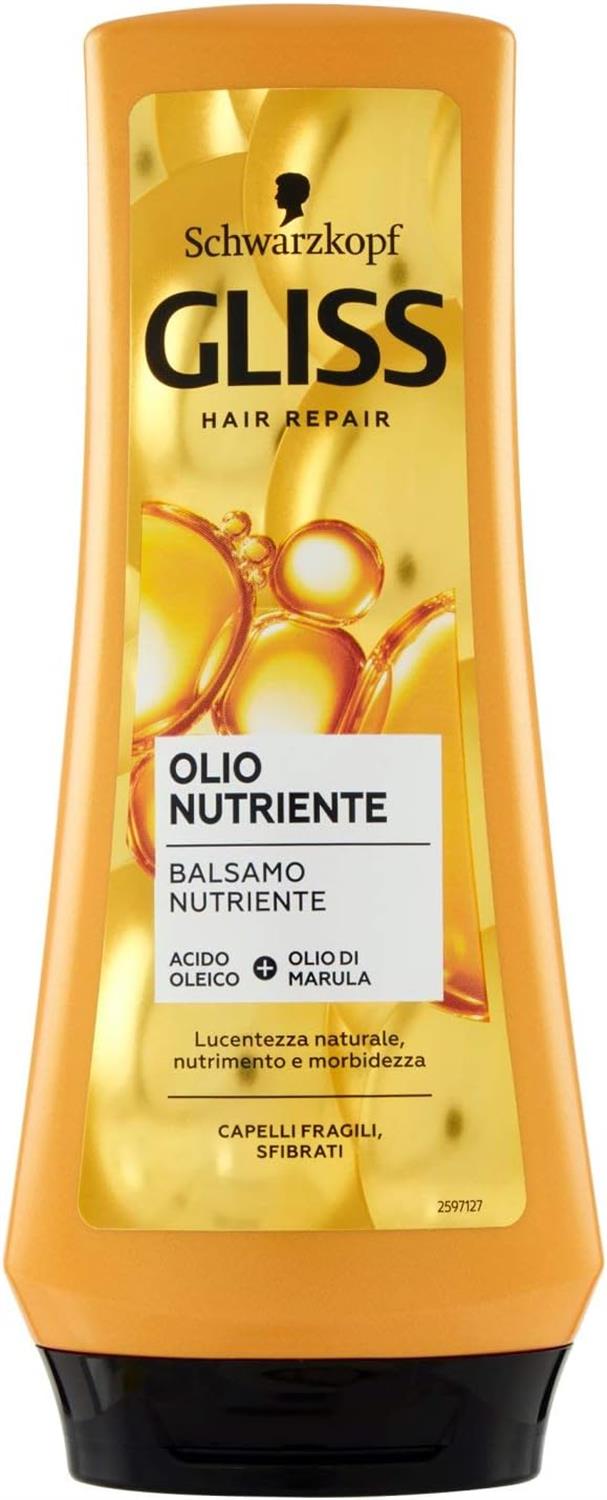 SET 4 SCHWARZKOPF GLISS OLIO BALSAMO NUTRIENTE 200 ML PER CAPELLI FRAGILI E SFIBRATI