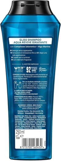 GLISS AQUA REVIVE 6 CONFEZIONI SHAMPOO IDRATANTE 250 ML