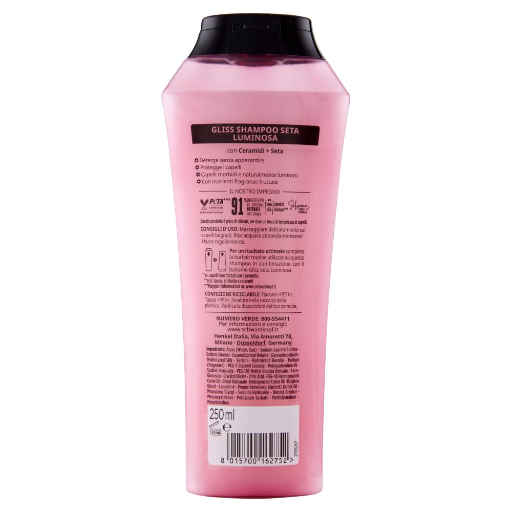 GLISS SET 6 CONFEZIONI SETA LUMINOSA SHAMPOO ILLUMINANTE 250 ML