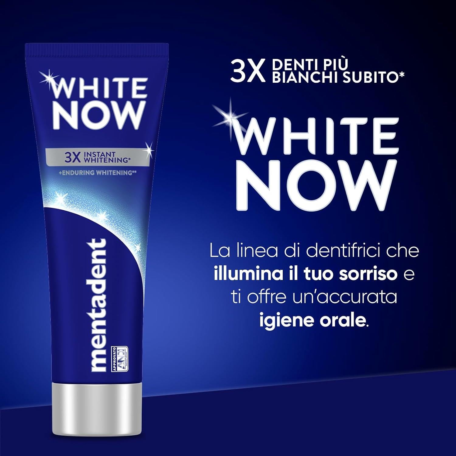 SET 6 MENTADENT DENTIFRICIO 75 ML WHITE NOW ORIGINAL