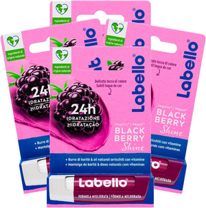 SET 4 LABELLO BALSAMO LABBRA BLACKBERRY SHINE STICK 4.8 GR AROMA DI MORE