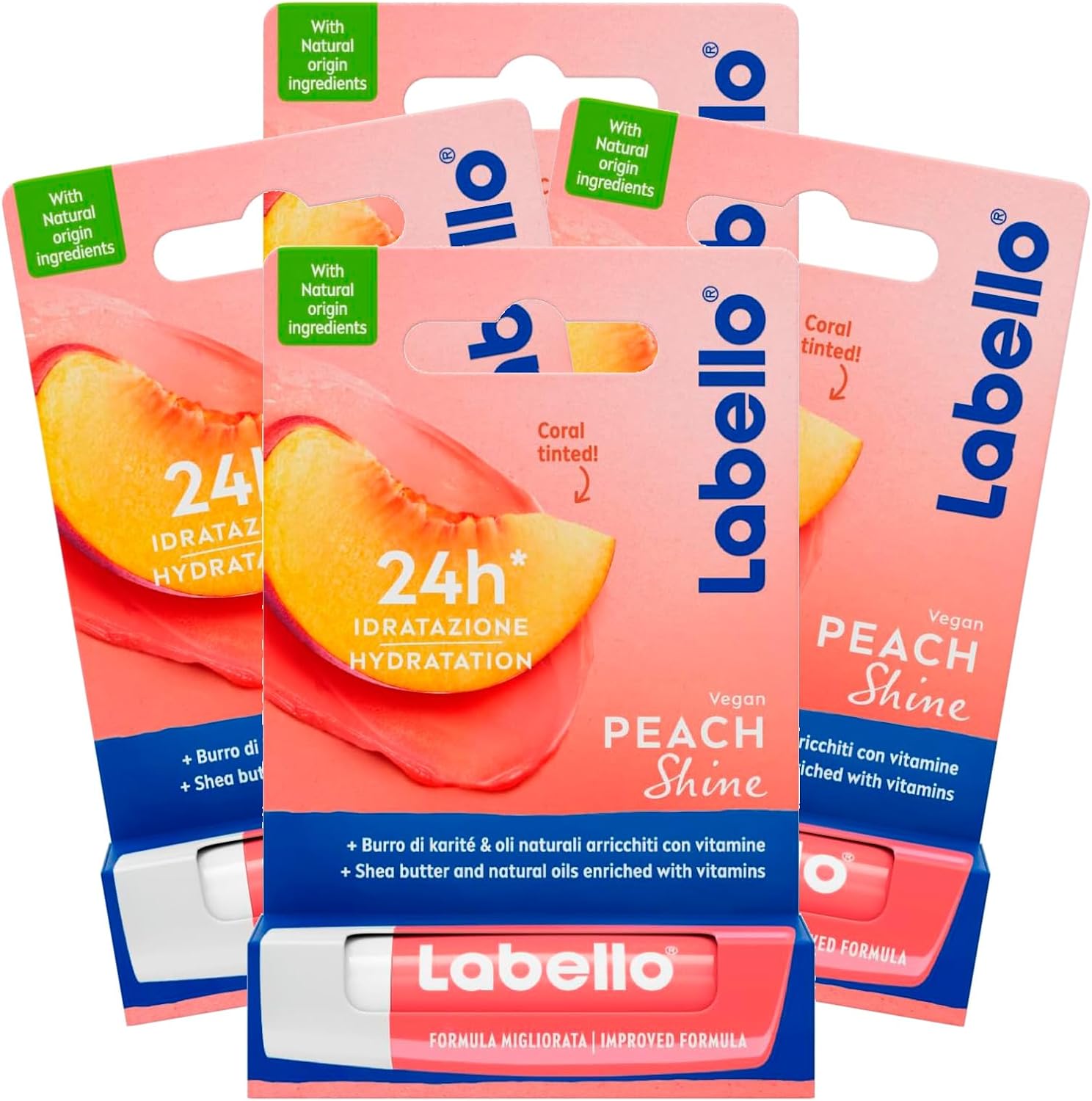 SET 4 LABELLO BALSAMO LABBRA PESCA SHINE H 24 STICK 4.8 GR CON BURRO DI KARITE'