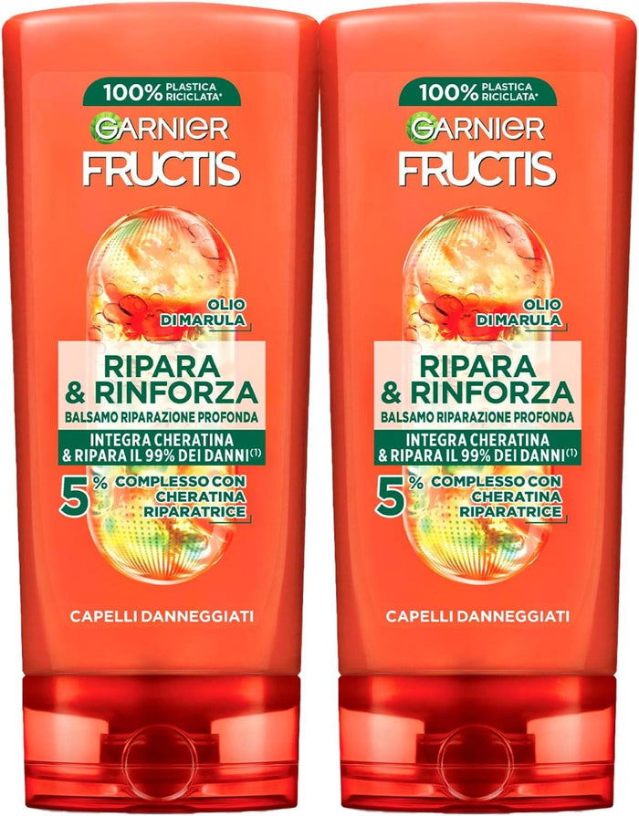 GARNIER FRUCTIS SET 2 CONFEZIONI BALSAMO RIPARA & RINFORZA CAPELLI DANNEGGIATI 200 ML L'UN