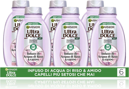 GARNIER SET 6 PZ SHAMPOO ULTRA DOLCE 300 ML INFUSO ACQUA RISO E AMIDO