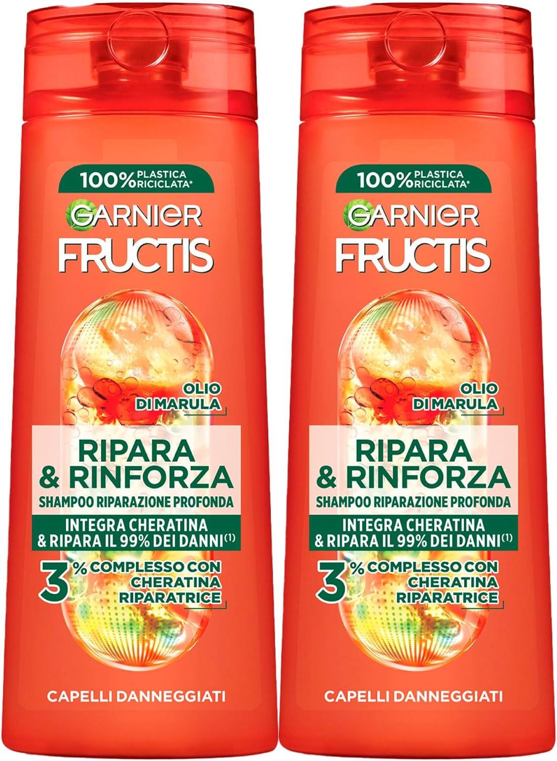 GARNIER FRUCTIS SET 2 SHAMPOO 250 ML L'UNO RIPARA E RINFORZA INTEGRA CHERATINA E RIPARA IL 99% DEI DANNI