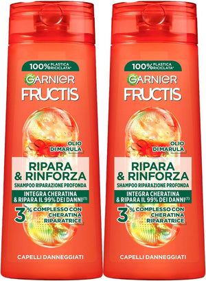 GARNIER FRUCTIS SET 2 SHAMPOO 250 ML L'UNO RIPARA E RINFORZA INTEGRA CHERATINA E RIPARA IL 99% DEI DANNI