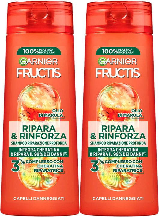 GARNIER FRUCTIS SET 2 SHAMPOO 250 ML L'UNO RIPARA E RINFORZA INTEGRA CHERATINA E RIPARA IL 99% DEI DANNI