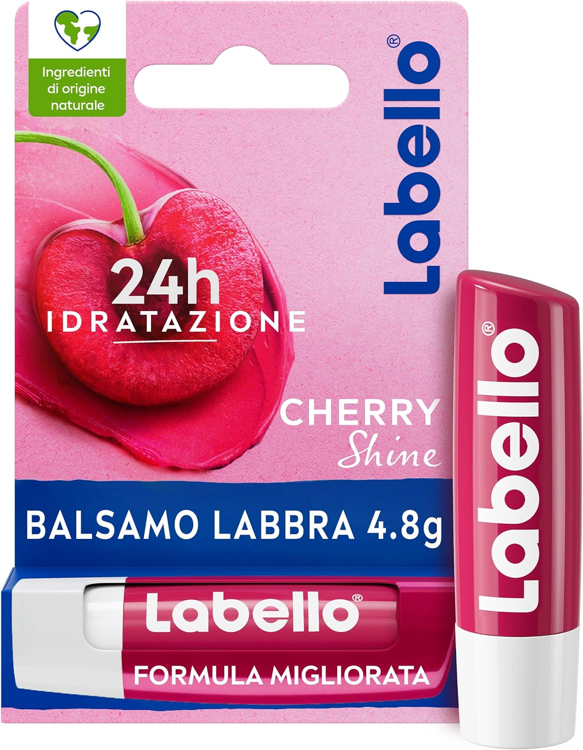 SET 2 LABELLO BALSAMO LABBRA COLORATO H 24 STICK 4.8 GR PESCA E CILIEGIA