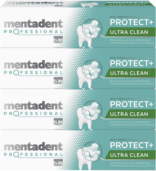 MENTADENT DENTIFRICIO SET 4 CONFEZIONI PROFESSIONAL 75 ML L'UNO PULIZIA EXTRA PROFONDA DEI DENTI