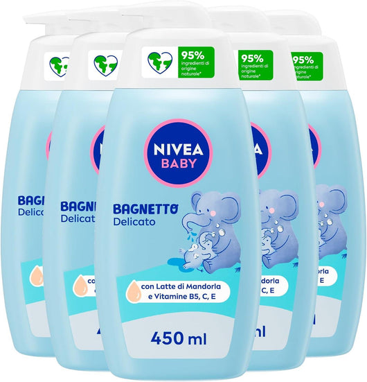 NIVEA SET 5 PZ BABY BAGNETTO 450 ML DELICATO