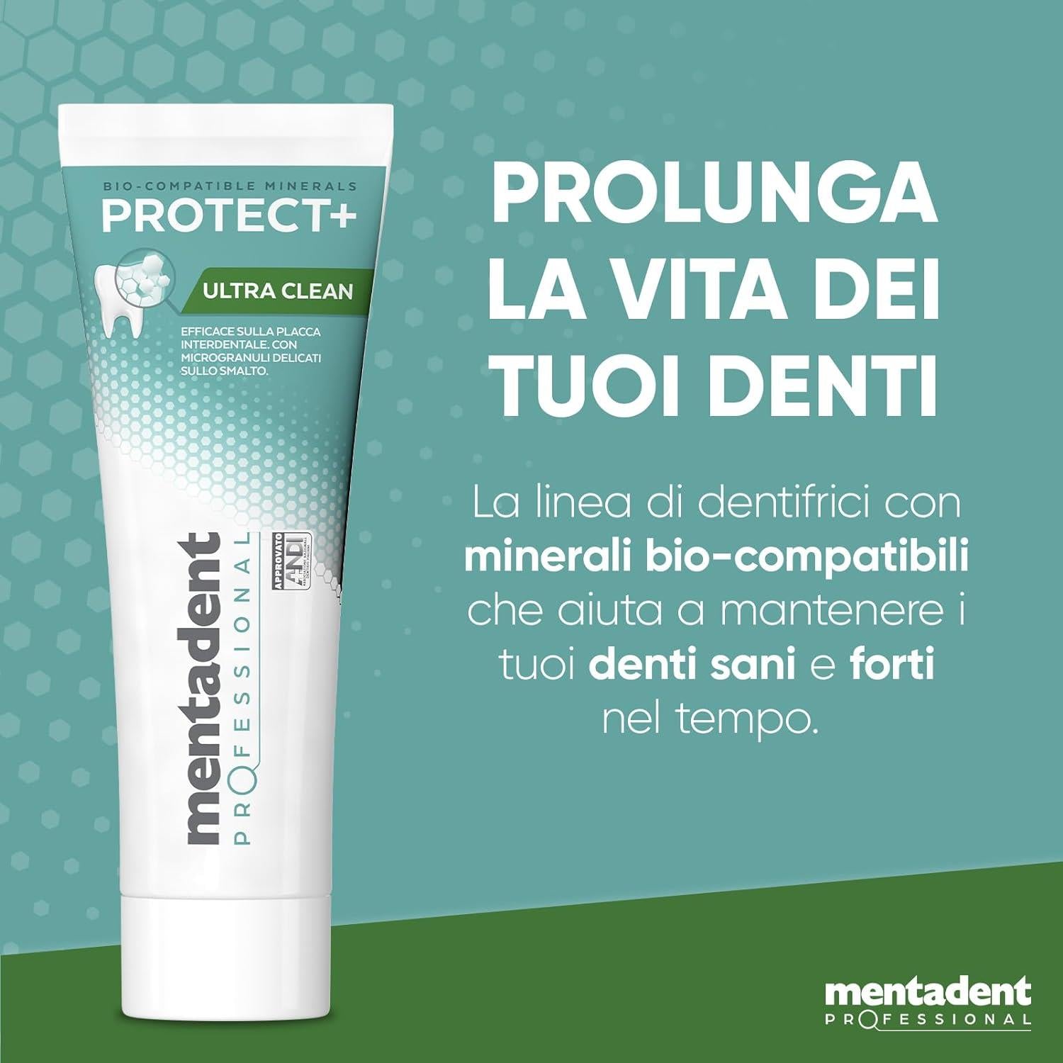 MENTADENT DENTIFRICIO SET 4 CONFEZIONI PROFESSIONAL 75 ML L'UNO PULIZIA EXTRA PROFONDA DEI DENTI