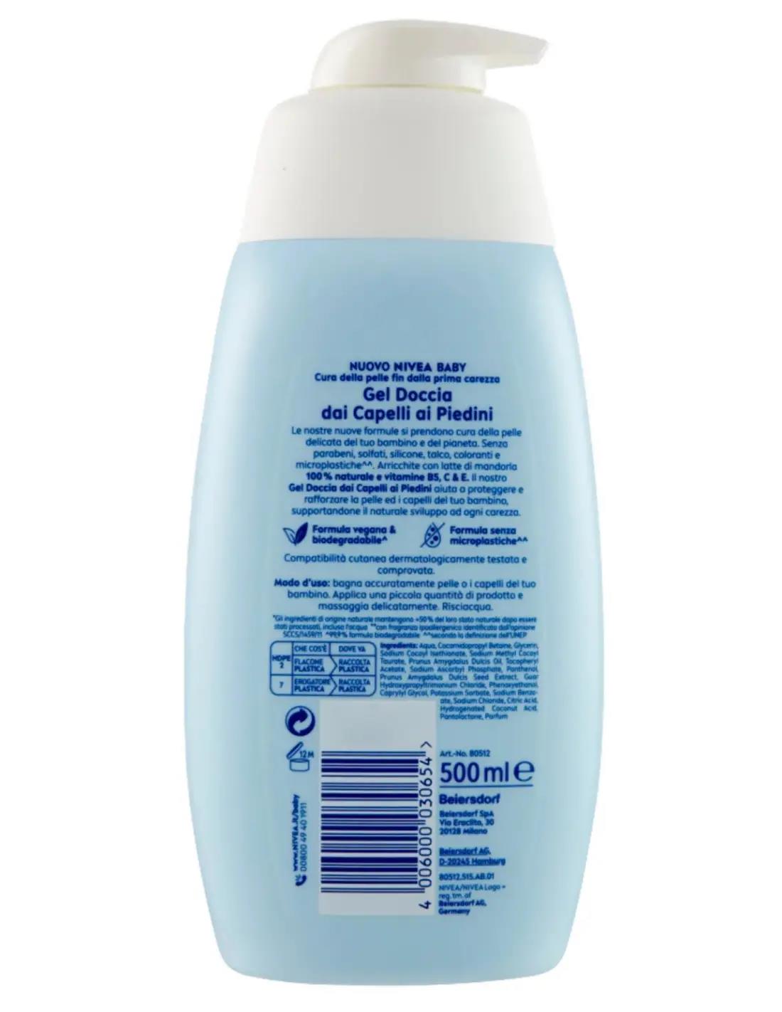 NIVEA SET 5 PZ GEL DOCCIA BABY 500 ML DAI CAPELLI AI PIEDINI