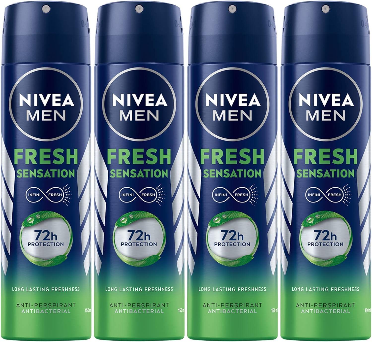 NIVEA MEN SET 4 PZ  DEODORANTE 72H PROTECTION FRESH SENSATION SPRAY 150 ML