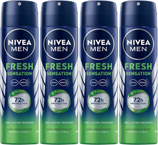 NIVEA MEN SET 4 PZ  DEODORANTE 72H PROTECTION FRESH SENSATION SPRAY 150 ML